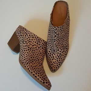 Leopard Print Heeled Slip Ons